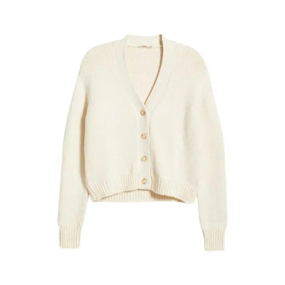 Faherty Cuddle V-Neck Cropped Cotton Made in Italy Preppy Cardigan